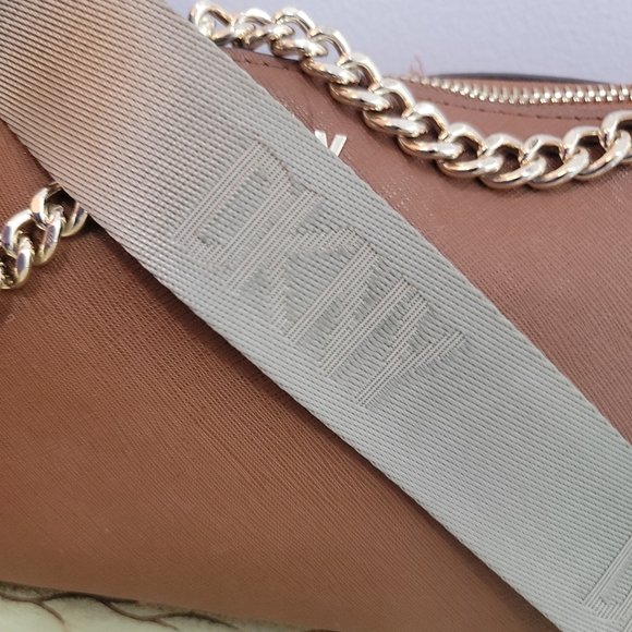 DKNY Brown Vegan Leather  Crossbody with Coin Purse with DKNY Guitar Strap - Picture 8 of 13